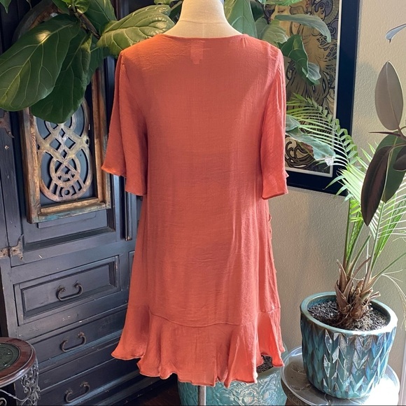 Vici Flawless Ruffled Terra Cotta v-neck Tunic Slip dress - Picture 15 of 16